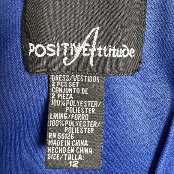 Positive Attitude Maxi Dress Women's 12 Blue 100% Polyester Sleeveless Pullover - Picture 4 of 4